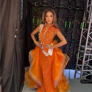 Elegant Orange Evening Gown